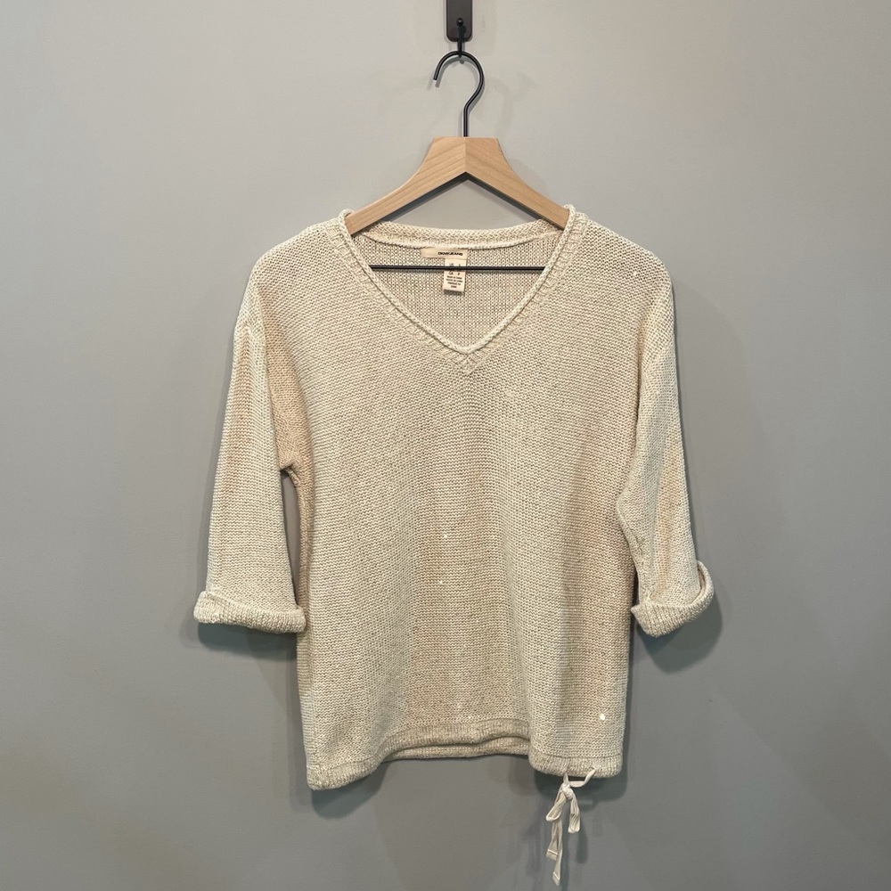 DKNY Jeans Cream Sweater with Gold Sparkles